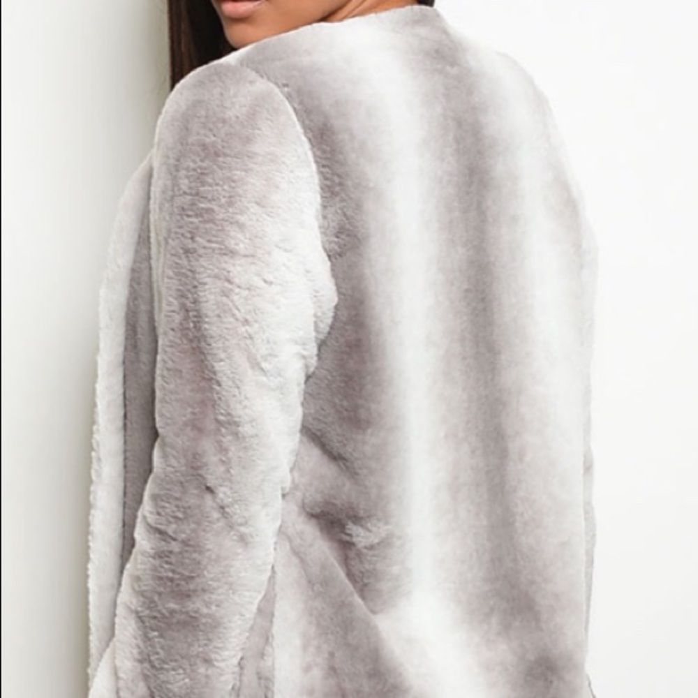 🎉HOST PICK🎉GRAY/WHITE FAUX FUR LINED LONG COAT - Picture 2 of 8